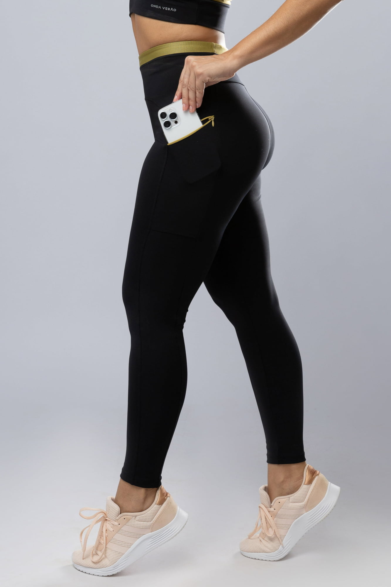 Fashion calça legging fitness com bolso